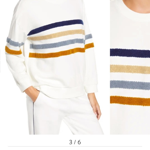 Lou and Grey Fuzzstripe Terry sweatshirt NWT XXS - Picture 3 of 4